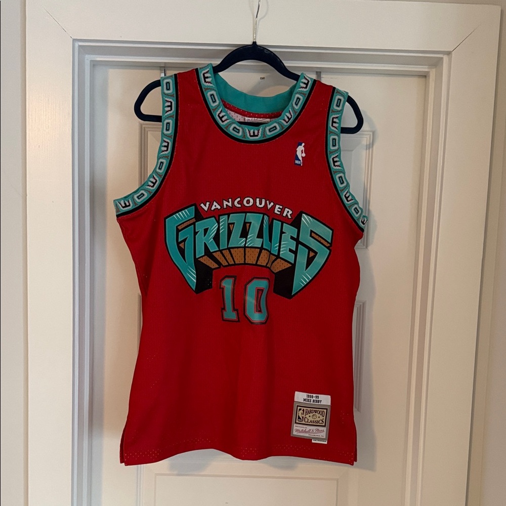Mitchell & Ness Vancouver Grizzlies Mike Bibby Red and Teal Jersey
